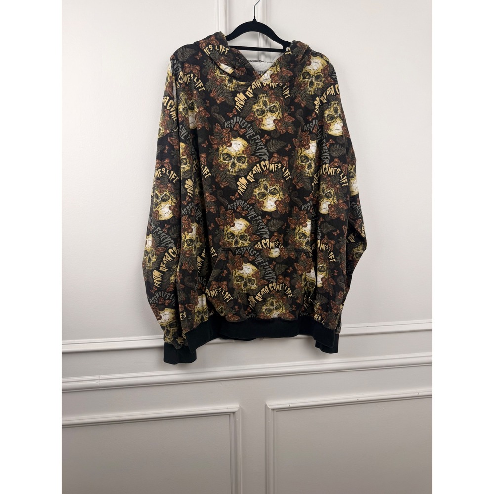 Assholes Live Forever From Death Comes Life Skull Butterfly Hoodie XXL Mens